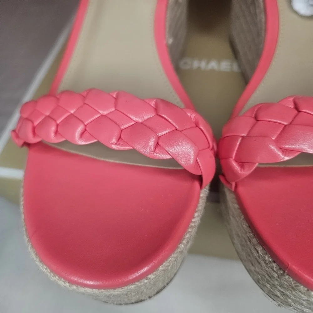 MICHAEL Michael Kors Serena Wedge Espadrille Sandals Color Dahlia Retail $145